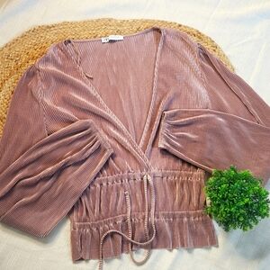 Zara brown Wrap Blouse with Long Sleeves